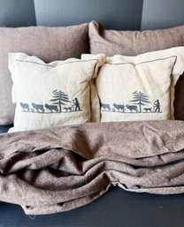 Gorgeous Lot Of Brown Cashmere Pillows And Blanket Accent Pillows Linen Farm Scene