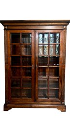 Tall Wood Bookshelf With Glass Doors