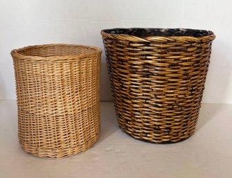 Wicker Trash Baskets- Lot Of 2