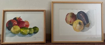 Vintage Water Colors Of Fruit - Lot Of 2