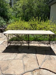 Limestone Garden Table French Wrought Iron Base