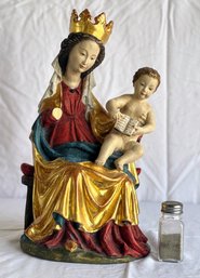 German Gilt Carved Wood Madonna & Child