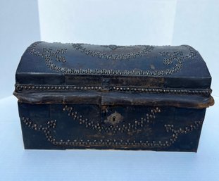 Small Antique Leather Studded Chest