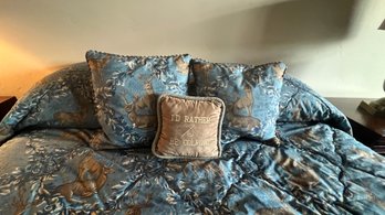 Beautiful Custom Bedding In A Deer & Floral Fabric- Queen