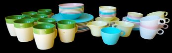 Large Collection Of THERMO-TEMP  Vintage Cups And Saucers , Dinner Plates , Bowls