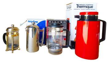 3 Different Size French Press Largest 3.5 Cups, Therique 1 Qt Thermal Server