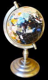 Spinning Globe With Stone Inlay
