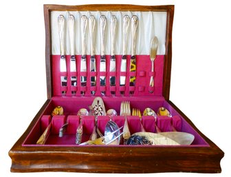 Large Collection Of Flatware With Wood Case