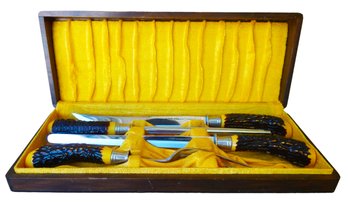 Flint Co. Stag Horn Carving Set With Case
