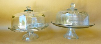 2 Glass Cake Stands With Lids