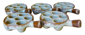 5 Vintage Escargot Ceramic Serving Dishes