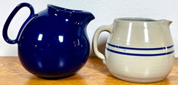 2 Lovely Glazed Stoneware Pitchers