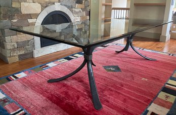 Stunning Custom Ironworks Dining Table By Christopher Thompson With 3/4' Beveled Glass Top-Read Description