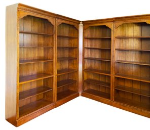 Well Built Large Ethan Allen  90 Degree Corner Book Shelves (4 Sections With 6 Shelves Each )