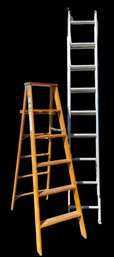 16' Aluminum Extension Ladder And 6' Wood Step Ladder