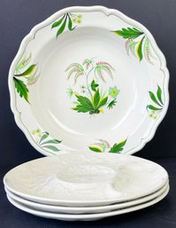 3 Vintage Secla Portugal Divided Serving Plates & Italian Tiffany Serving Bowl