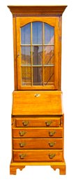 Ethan Allen Secretary Desk With Lighted Display Cabinet