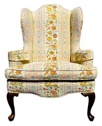 Floral Pattern Ethan Allen Sussex Wing Back Chair