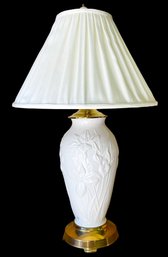 Lenox Table Lamp With Floral Motif, Plugged In And Works.