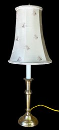 Virginia Metal Crafters Table Lamp With Bee Pattern Shade, Plugged In And Works