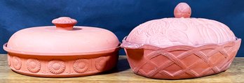 2 Vintage Terra Cotta Casseroles