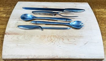 Stainless Steel Carving Utensils & Large Cutting Board