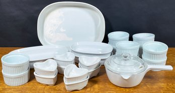 White Ceramic Cookware Including Corningware