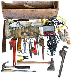 Vintage Hand Tools- Trowels, Socket Set, Pipe Wrench, Hatchet & More!