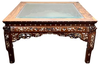Stunning Mother Of Pearl Inlay Coffee Table With Glass Top