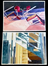 2 Original Julia Jordon Watercolor Still Life Paintings