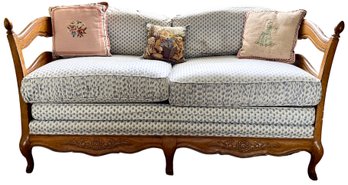 Vintage Victorian Sofa With Needlepoint Accent Pillows