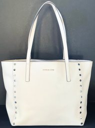 White Leather Michael Kors Tote Bag