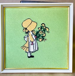 Girl With Flowers Needlepoint By Ann Modahl