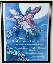 Vintage 1988 Framed Colorado Shakespeare Festival Poster