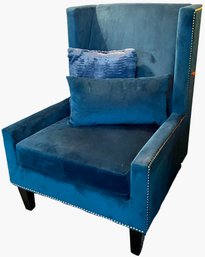 Like New Abbyson Blue Velvet Chair