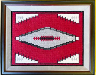 Navajo Ganado Red Design Framed Needlepoint