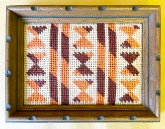 Framed Chitimacha Blanket Design Needlepoint By Doris Armstrong