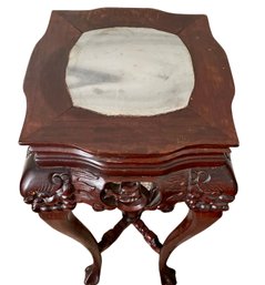 Ornately Carved Table With Marble Top Inlay