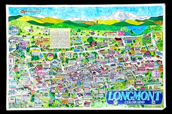 Vintage Longmont Map Poster, Circa 1985