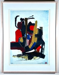 Striking Abstract Monotype Signed By Artist Sueko Yamada