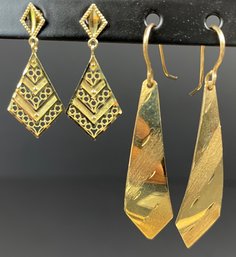 2 Pair Of 14k Gold Earrings