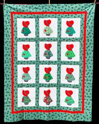 Large Quilt 'Sunbonnet Sue's Holiday Fashions' By Ann Modahl