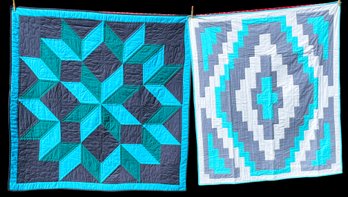 Quilt Art, 'turquoise Canyon' & 'Amish Carpenter's Square' By Ann Modahl