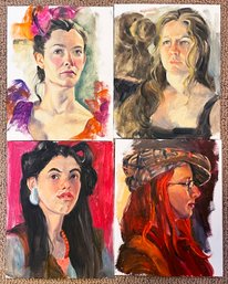 4 Original Julia Jordan Portrait Paintings- Young Women