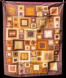 Modernist Quilt With Brown Colors By Artist Ann Modahl