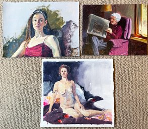 3 Original Julia Jordan Moody Portrait Paintings Including Seated Nude