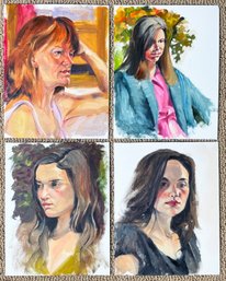 4 Original Julia Jordan Portrait Paintings- Wistful Gazes