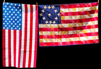 2 American Flag Quilts By Artist Ann Modahl
