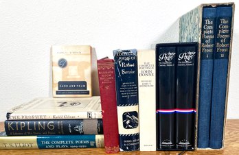 Assorted Poetry Books Including 1950 Limited Edition Robert Frost Set In Case