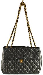 Classic Chanel Black Lambskin Quilted Maxi Flap Bag READ DESCRIPTION